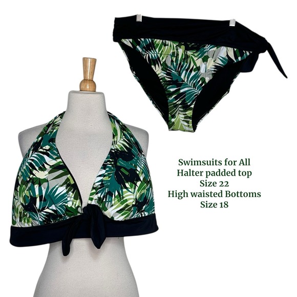 Swimsuits For All Other - Swimsuits‎ For All Women 22 Top 18 Bottoms Bikini Black Palm Tree Print 2 Piece